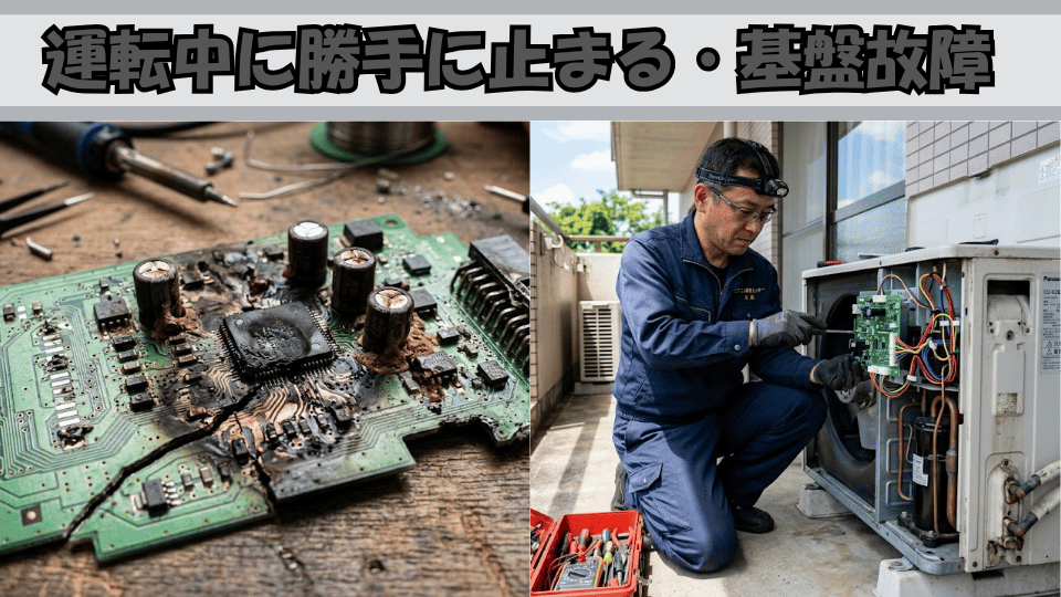 運転中に勝手に止まる・基板故障修理の施工事例