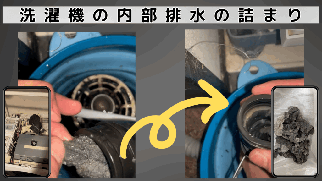 洗濯機内部の排水詰まり