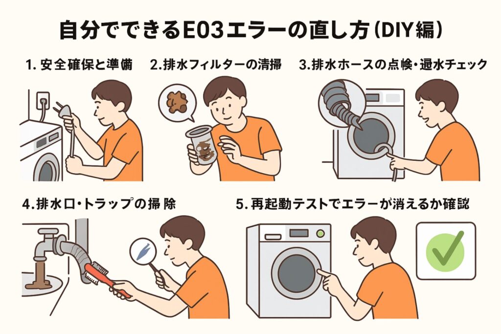 シャープ洗濯機E03エラーDIY