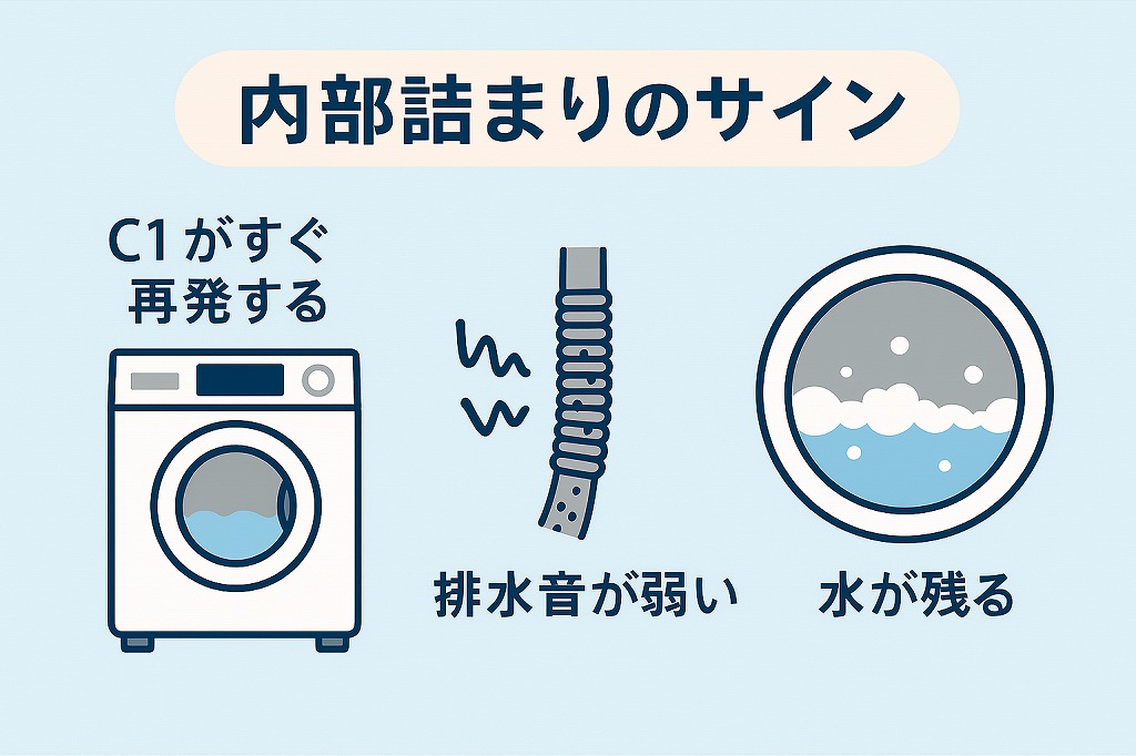 東芝洗濯機C1エラー内部詰まりのサイン