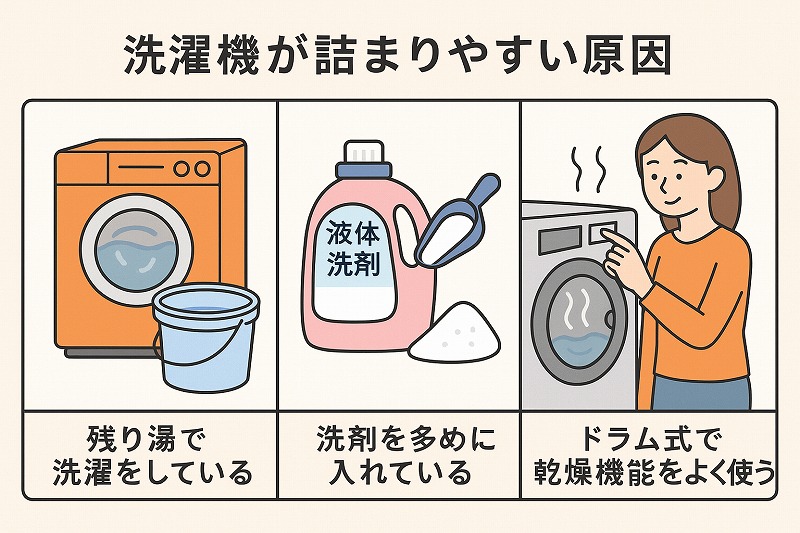 洗濯機が詰まりやすい原因