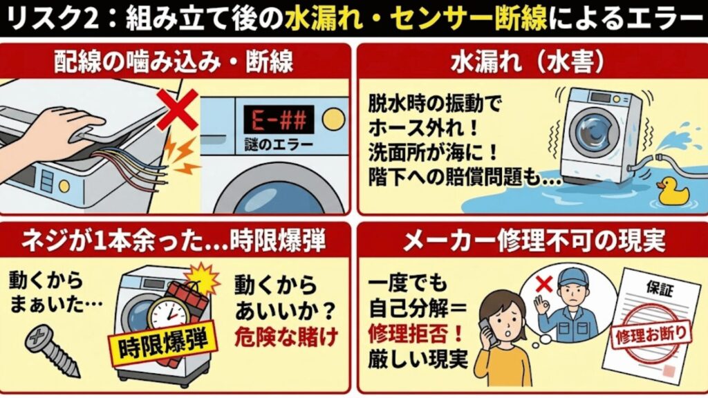 リスク2:組み立て後の水漏れ・センサー断線によるエラー