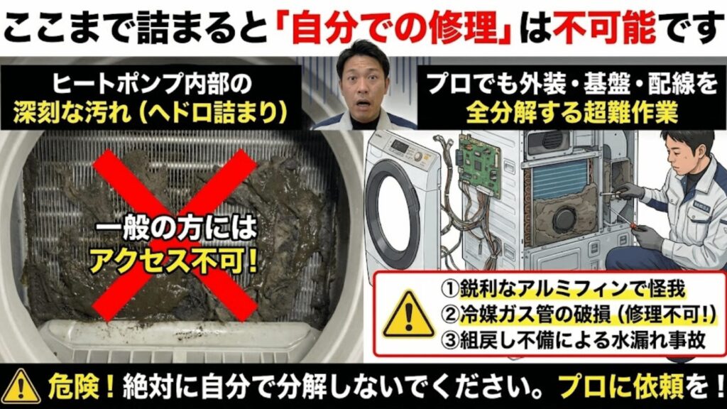 ここまで詰まると「自分での修理」は不可能です