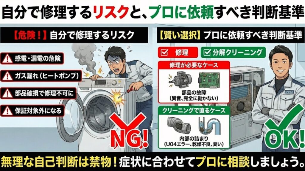 自分で修理するリスクと、プロに依頼すべき判断基準