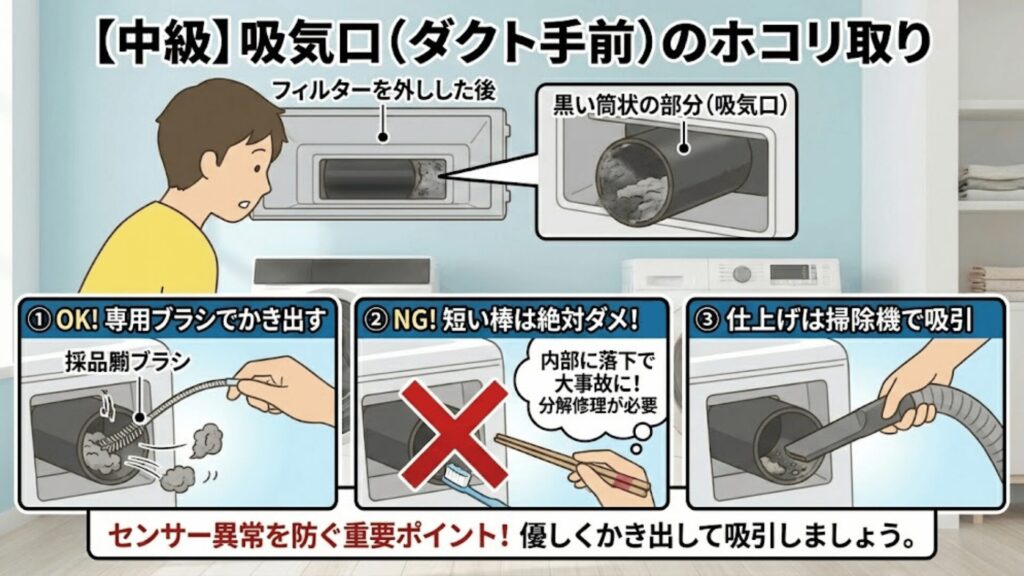 【中級】吸気口(ダクト手前)ののホコリ取り