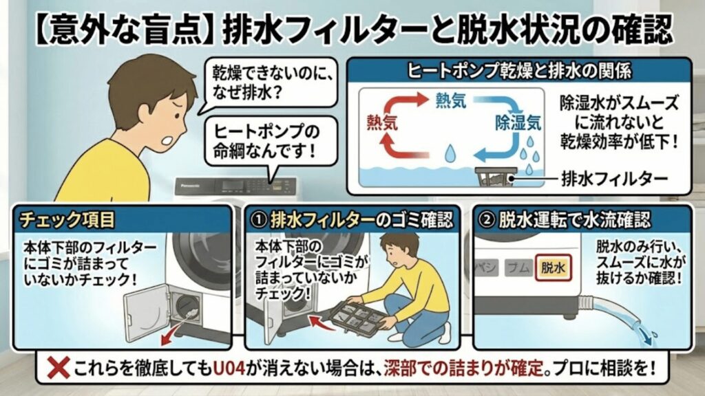 【意外な盲点】排水フィルターと脱水状況の確認