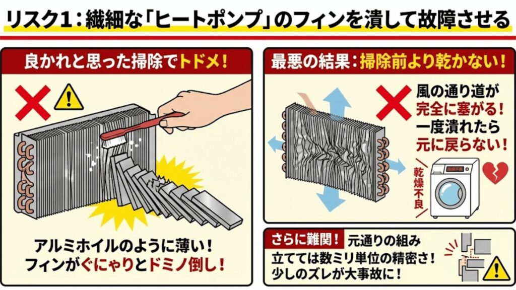 リスク1:繊細な「ヒートポンプ」のフィンを潰して故障させる