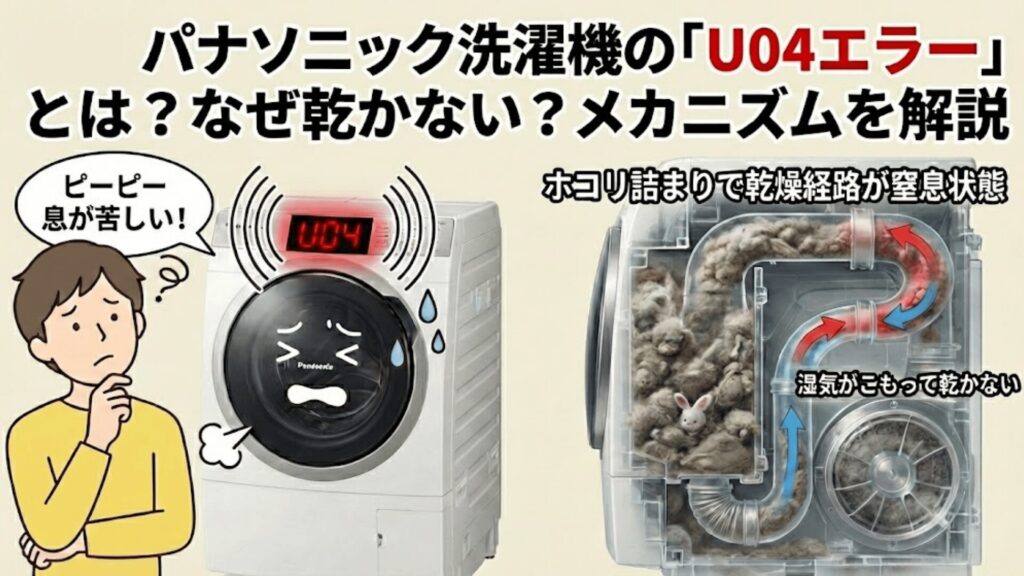 パナソニック洗濯機の「U04エラー」とは？なぜ乾かない？
