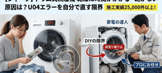 H:1【シャープ】ドラム式洗濯機の乾燥に時間がかかる・乾かない原因は？U04エラーを自分で直す限界
