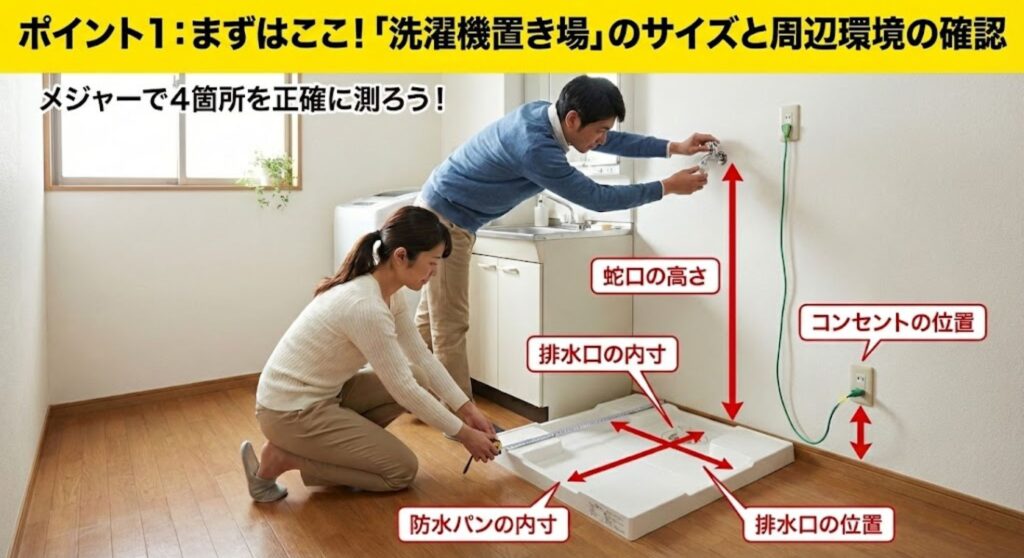 洗濯機置き場のサイズと周辺環境の確認ポイント