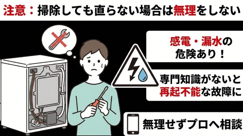 注意：掃除しても直らない場合は無理をしない