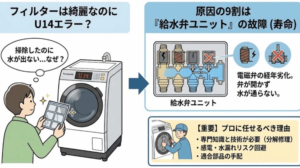 フィルター掃除でも直らないなら「給水弁」の故障