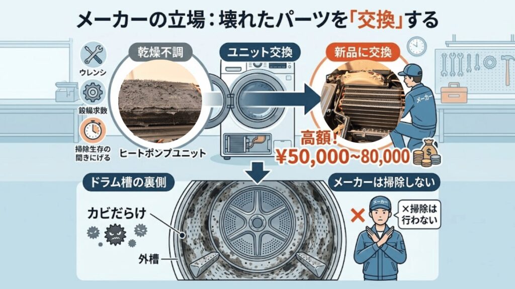 メーカーの交換修理