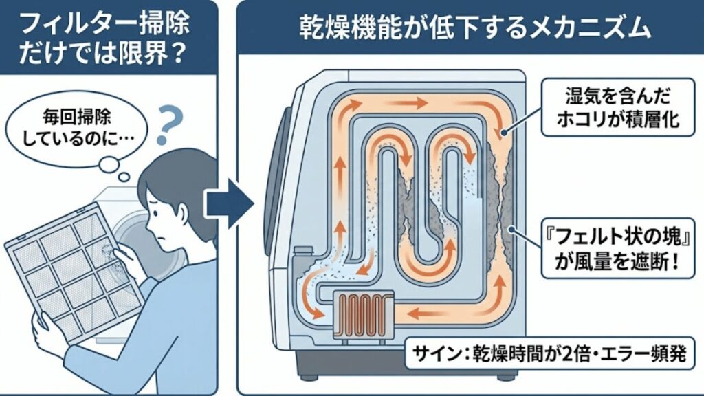 乾燥機能低下のメカニズム