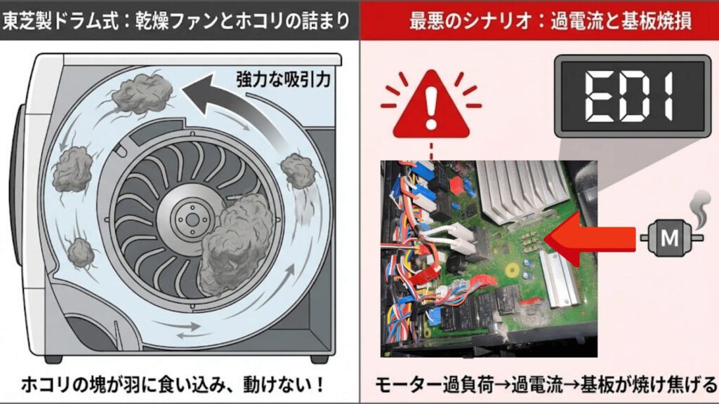 乾燥ファンモーター異常ED1