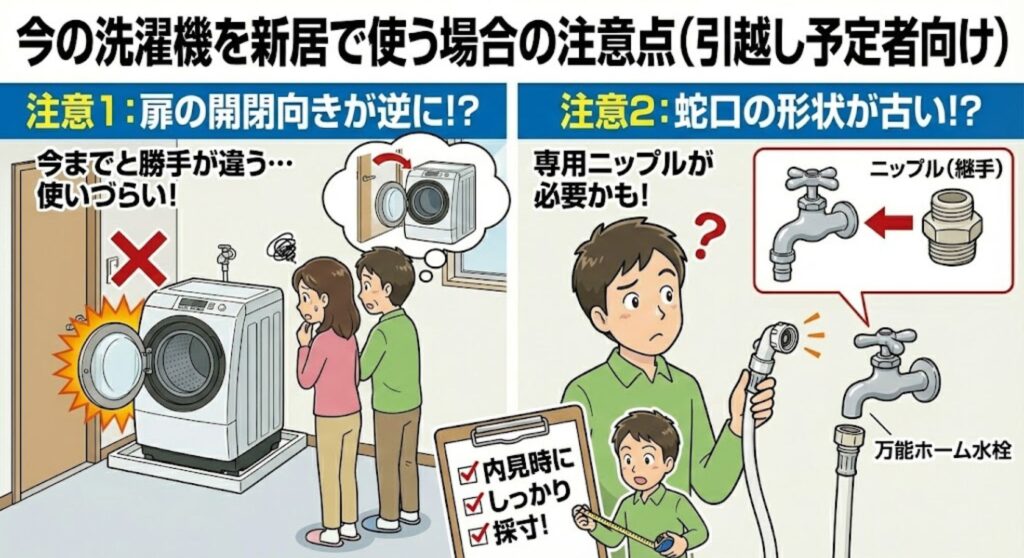 引越し先で今の洗濯機を使用する際の注意点