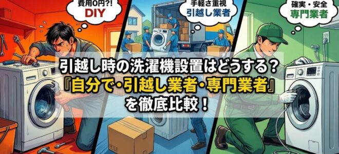 引越し時の洗濯機設置はどうする？「自分で・引越し業者・専門業者」を徹底比較！