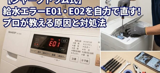 【シャープドラム式】給水エラーE01・E02を自力で直す！プロが教える原因と対処法
