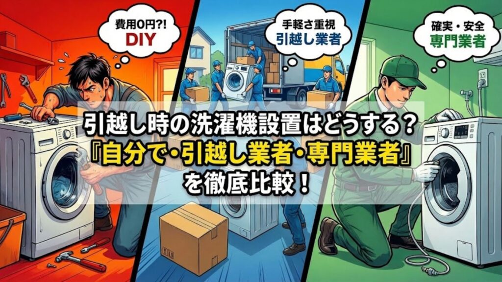 引越し時の洗濯機設置はどうする？「自分で・引越し業者・専門業者」を徹底比較！