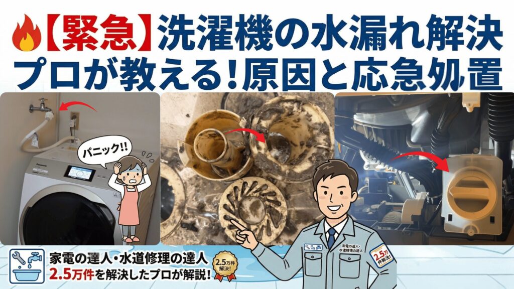 【緊急】洗濯機の水漏れはまずここを確認!2.5万件を解決したプロが教える原因と応急処置