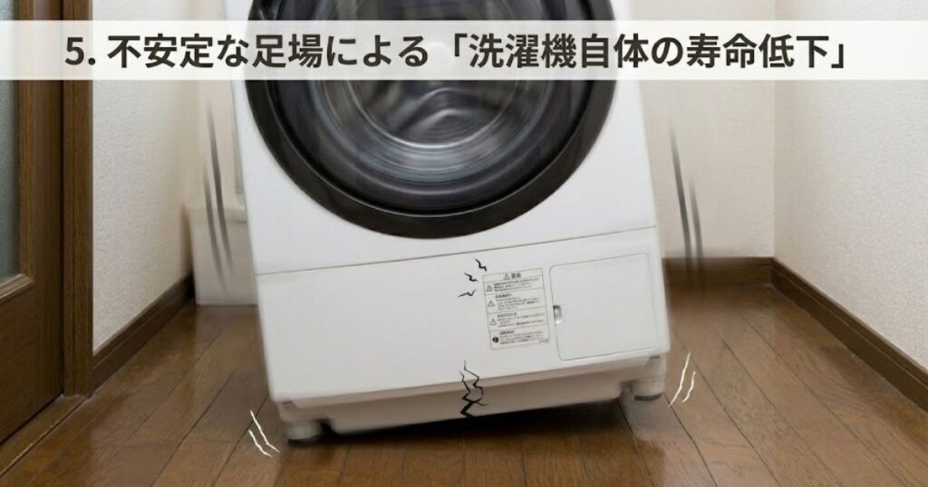 不安定な足場による「洗濯機自体の寿命低下」