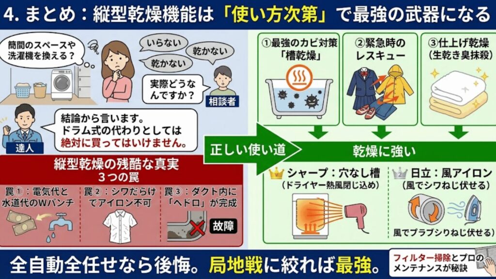 まとめ：縦型乾燥機能は使い方次第で最強の武器になる