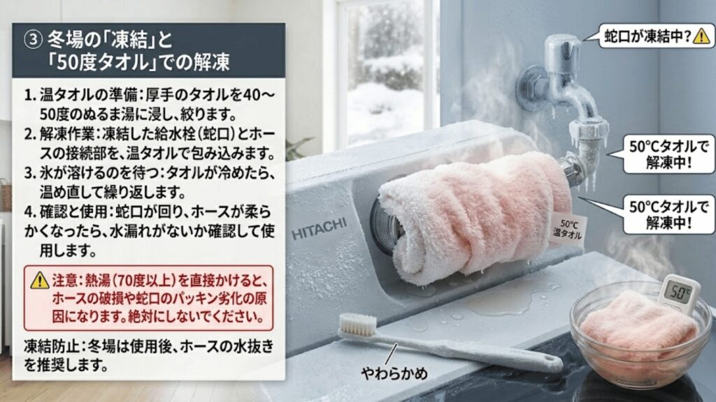 給水ホースの凍結対策