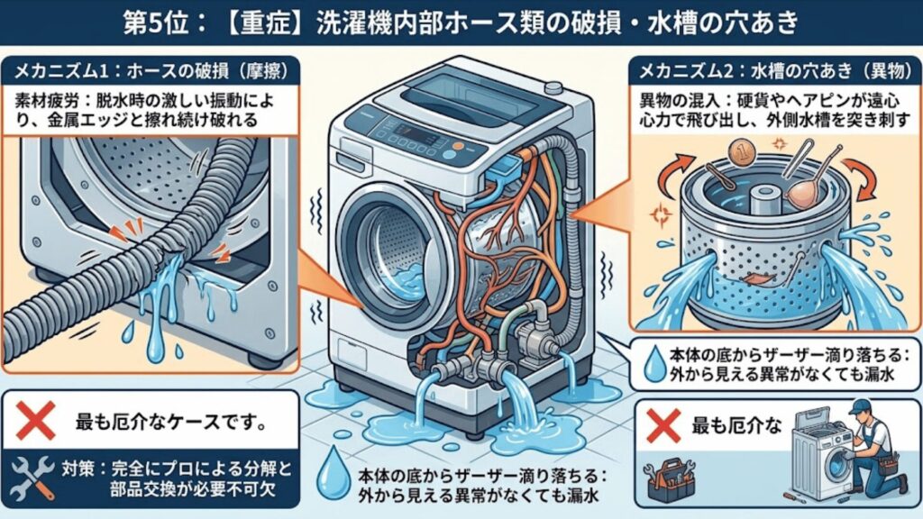 洗濯機内部の破損