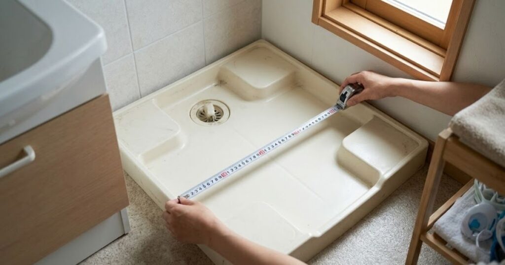 自宅の「防水パンの形状」と干渉しないか測る