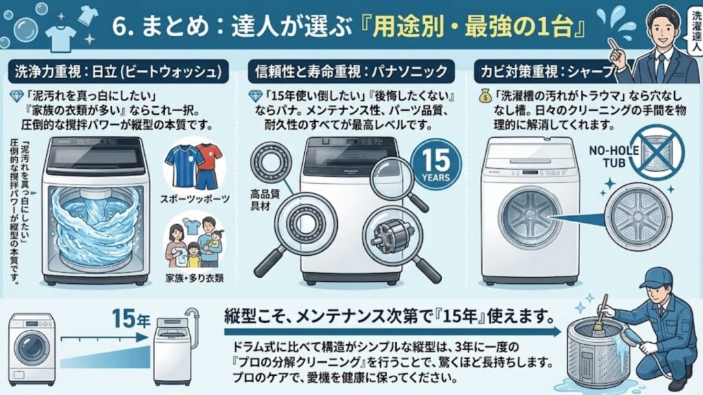 縦型洗濯機おすすめ結論