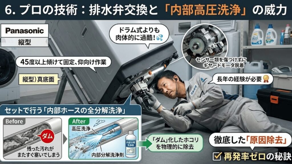 プロによる排水弁交換作業