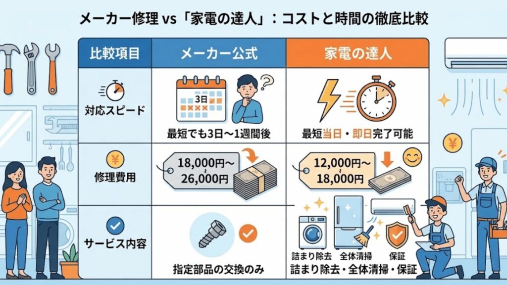 メーカー修理との比較表