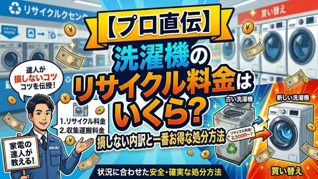 【プロ直伝】洗濯機のリサイクル料金はいくら?損しない内訳と一番お得な処分方法