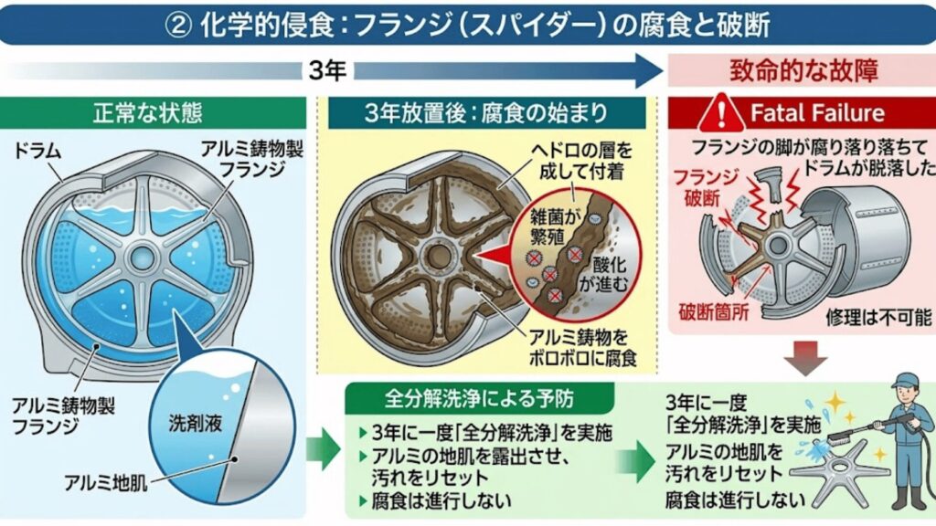 腐食したスパイダーの様子