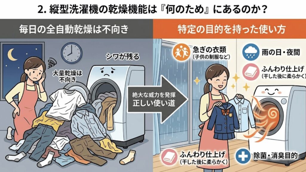 縦型洗濯機の乾燥機能の正しい使い方