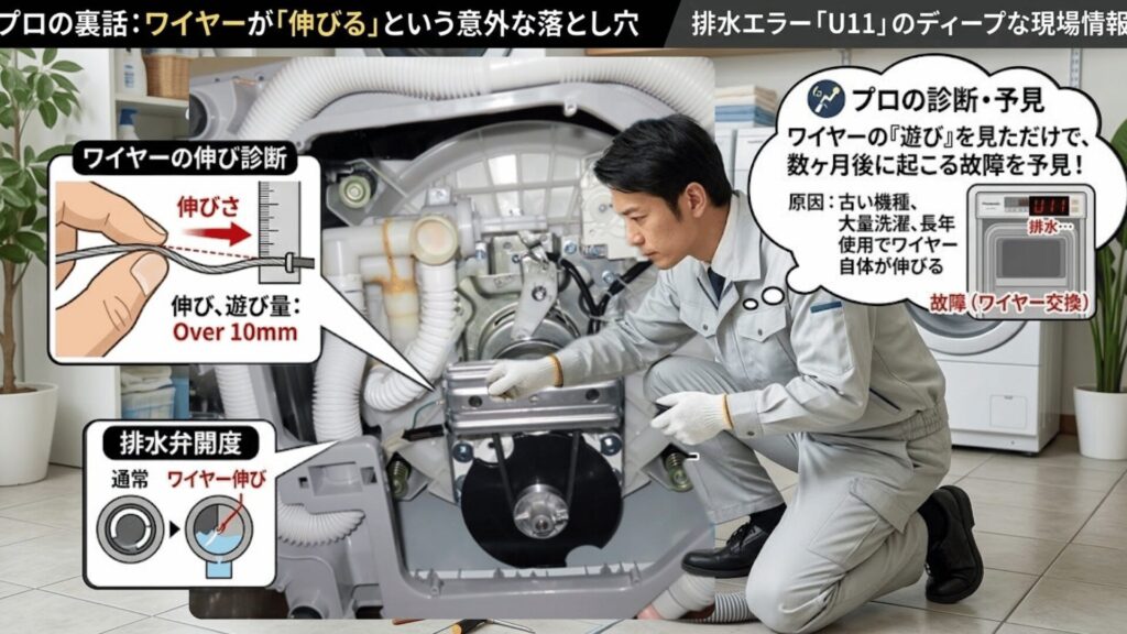 伸びた排水ワイヤー