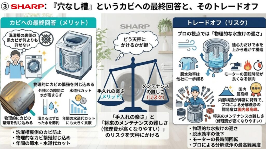 シャープ穴なし槽メリットデメリット