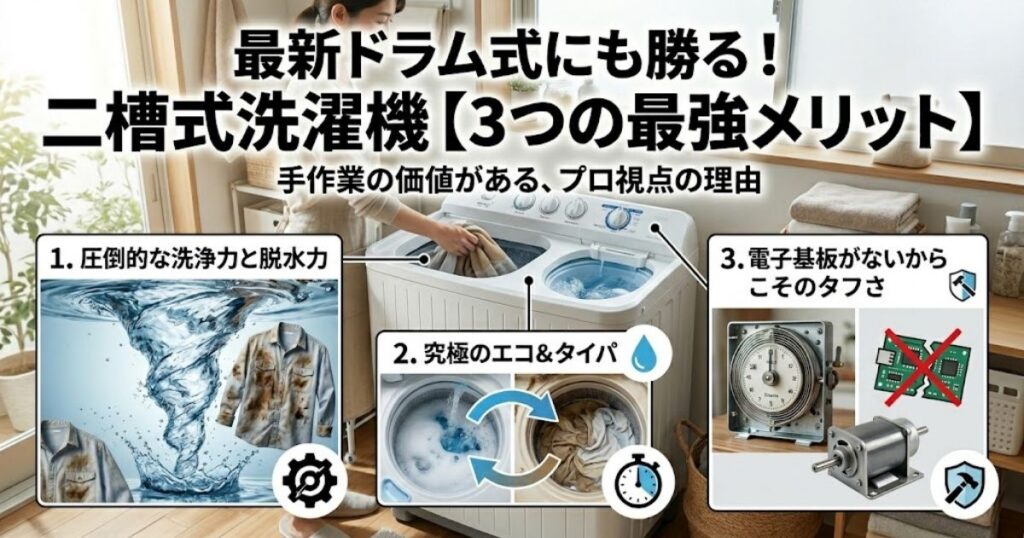 最新ドラム式洗濯機にも勝る!二槽式洗濯機「3つの最強メリット」