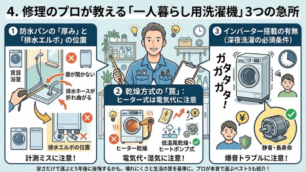 一人暮らし洗濯機選びの注意点