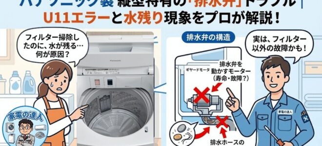 パナソニック製　縦型特有の「排水弁」トラブルとは？水が残る現象をプロが徹底解説