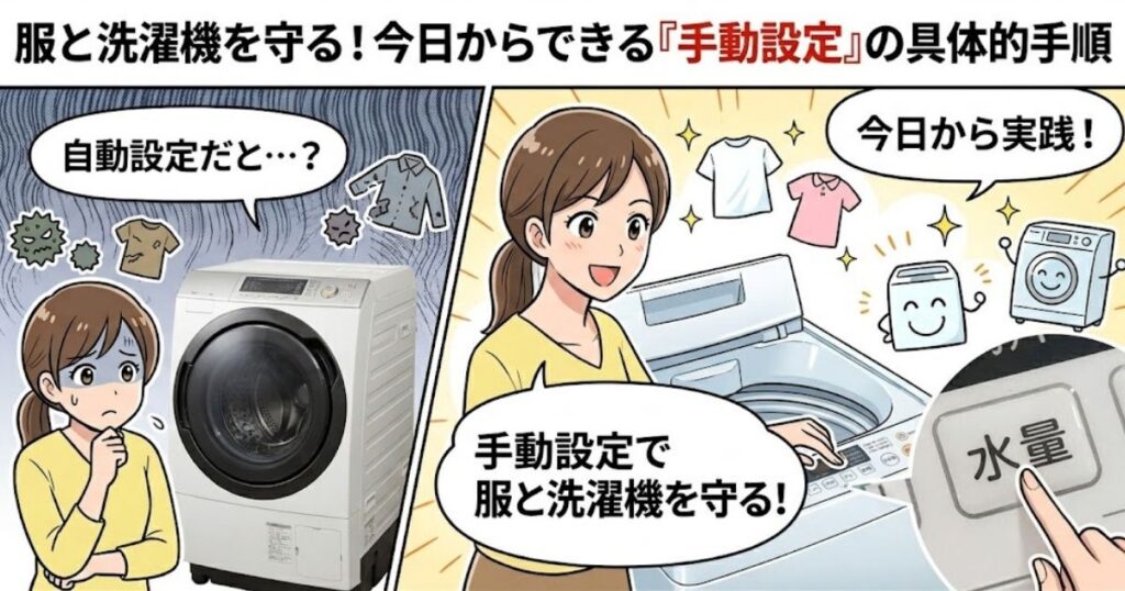 服と洗濯機を守る!今日からできる「手動設定」の具体的手順