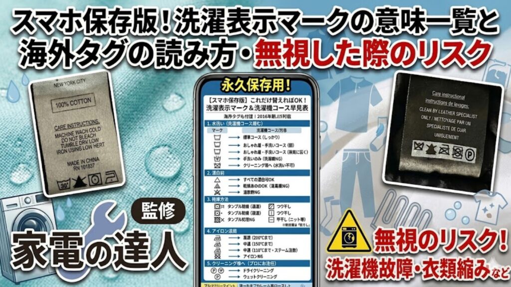 スマホ保存版!洗濯表示マークの意味一覧と海外タグの読み方・無視した際のリスク