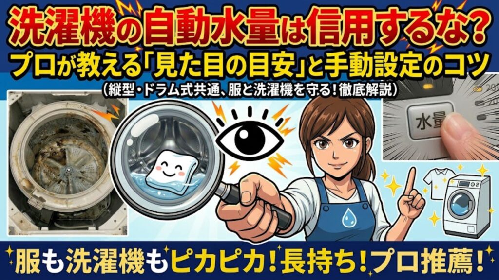 洗濯機の自動水量は信用するな?プロが教える「見た目の目安」と手動設定のコツ
