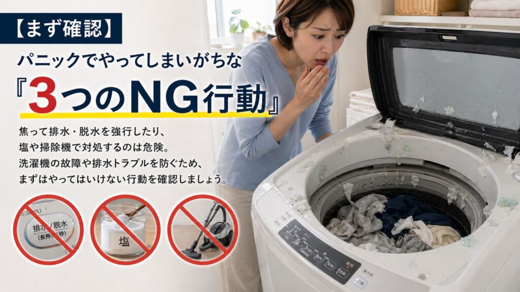 ティッシュ・おむつ・ペットシーツなどを洗濯してしまった 【まず確認】パニックでやってしまいがちな「3つのNG行動」