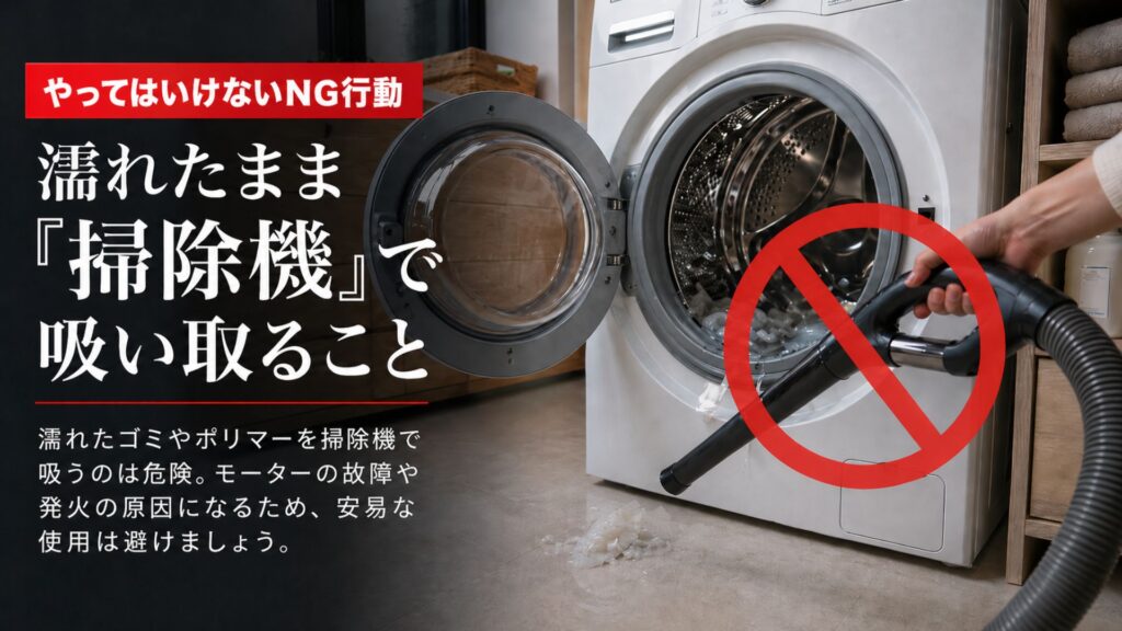 ティッシュ・おむつ・ペットシーツなどを洗濯してしまった時にやってはいけないNG行動 3. 濡れたまま「掃除機」で吸い取ること