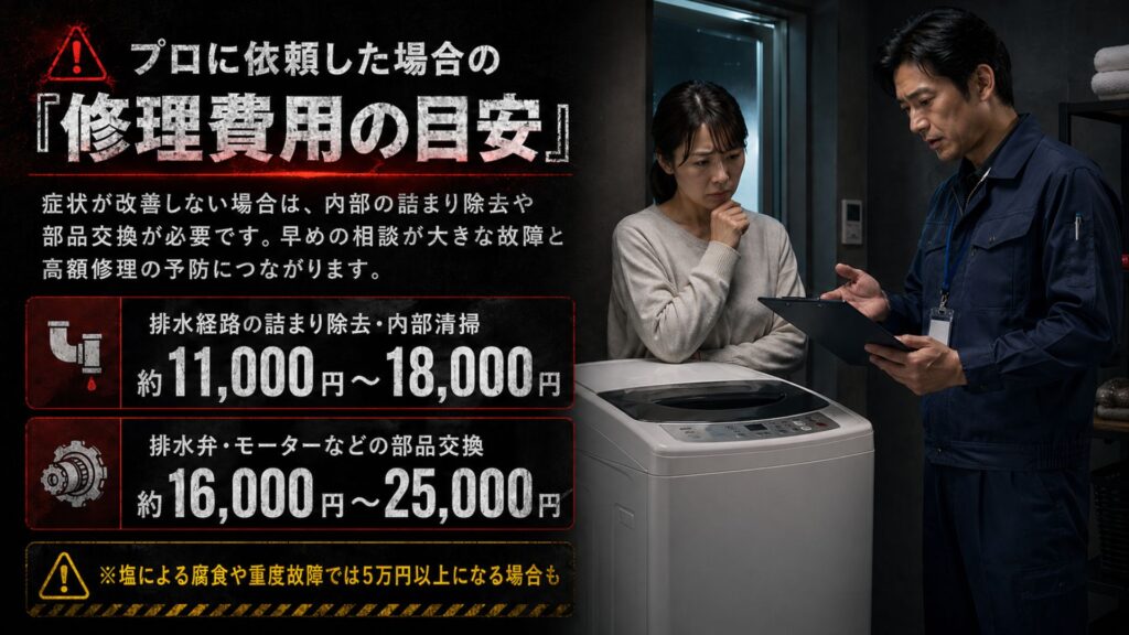 ティッシュ・おむつ・ペットシーツなどを洗濯してしまった時に プロに依頼した場合の「修理費用の目安」