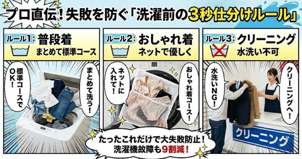 プロ直伝!失敗を防ぐ「洗濯前の3秒仕分けルール」