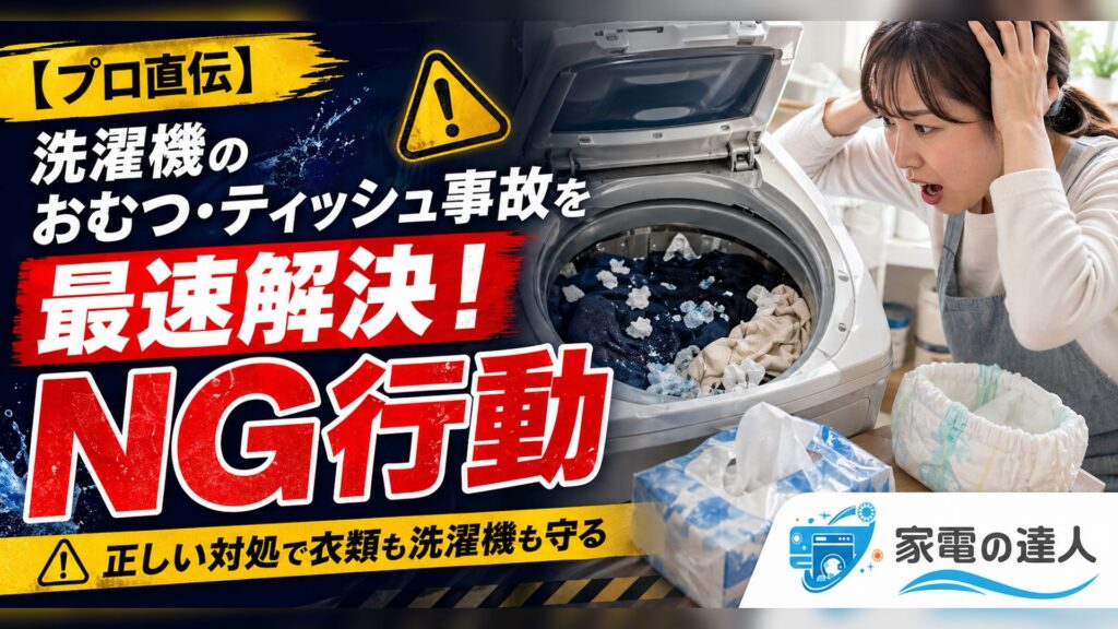 【プロ直伝】洗濯機のおむつ・ティッシュ事故を最速解決！NG行動と正しい掃除術