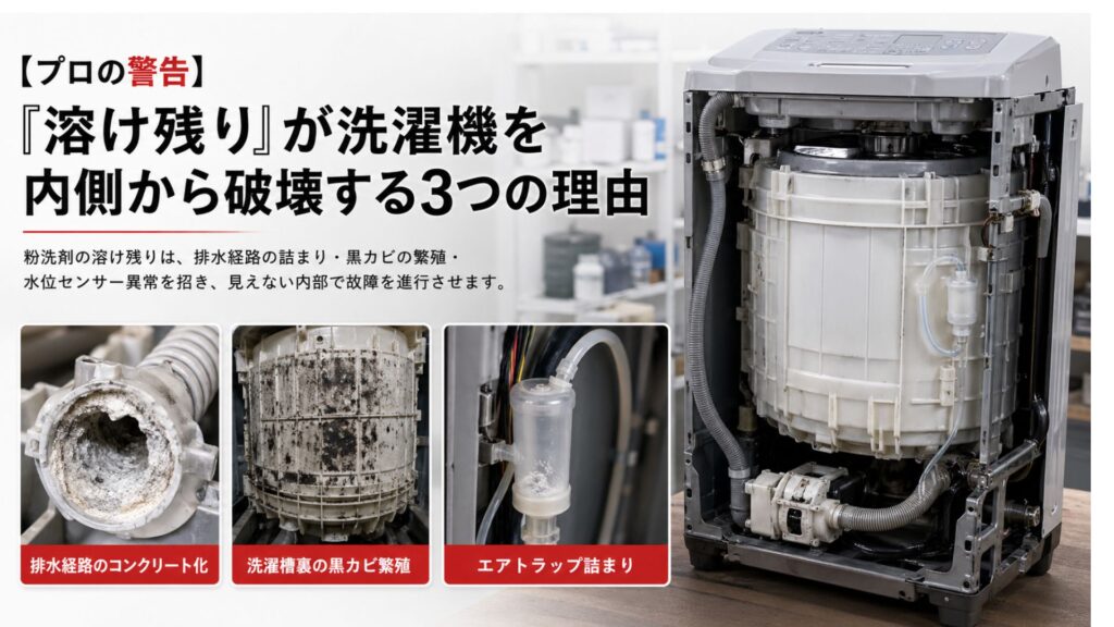 粉洗剤で洗濯 【プロの警告】「溶け残り」が洗濯機を内側から破壊する3つの理由