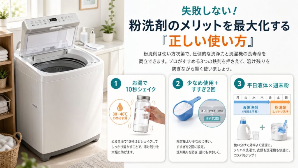 失敗しない！粉洗剤のメリットを最大化する「正しい使い方」